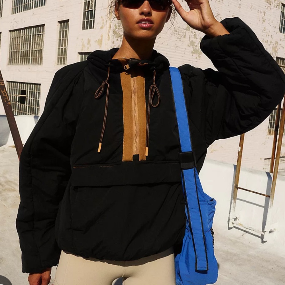 NWT Free People Black and Tan Puffer Jacket